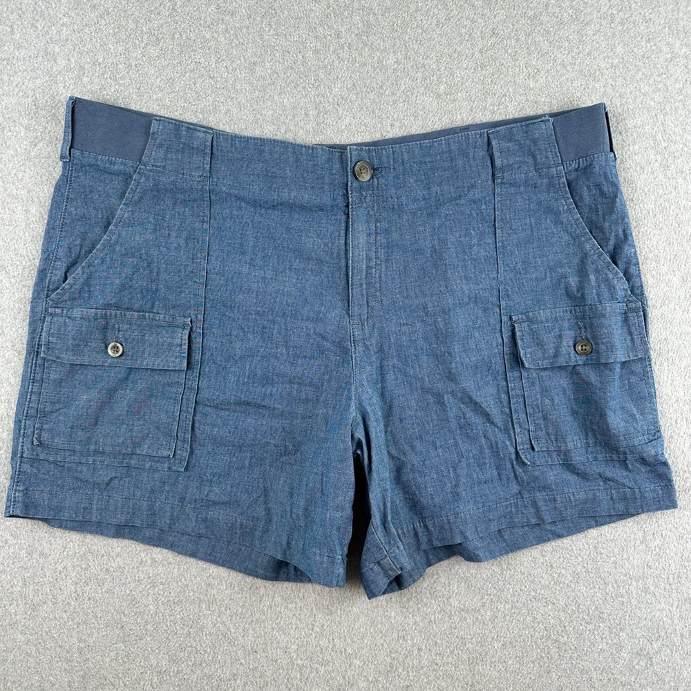 Lee Shorts Womens 22W Blue‎ Cargo Denim Flex-to-Go Utility Pockets Casual